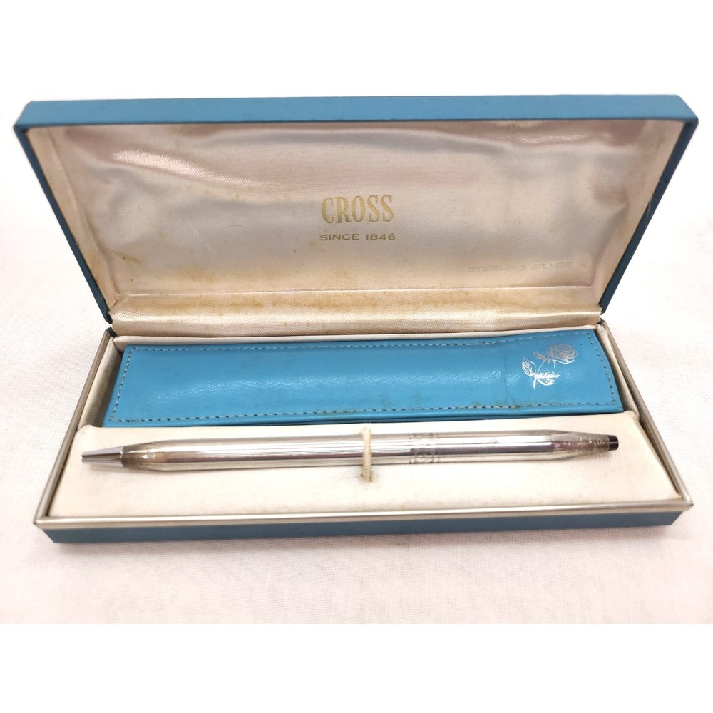 VTG CROSS Sterling Silver Ladies Ballpoint Pen Rose Band & Sheath #3042
